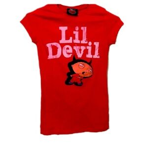 Red Lil Devil Tee Shirt top cute T-Shirt family guy y2k